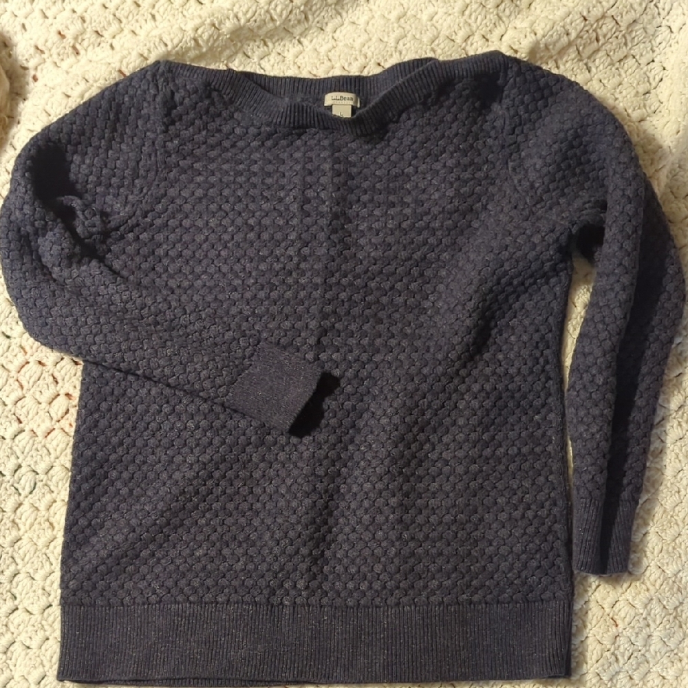 L.L. Bean Blue Crew Neck Sweater Knit Relaxed Fit